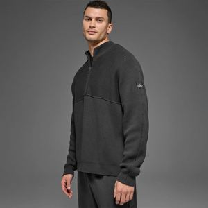 Alo Yoga Domain Shift Rib Knit 1/4 Zip Anthracite Sweatshirt