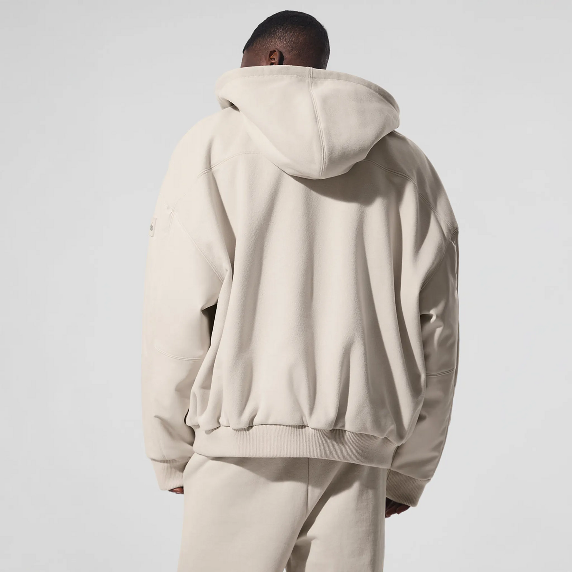 Alo Yoga Select Hooded Bone Bomber Jacket