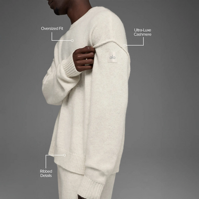 Alo Yoga Wool Cashmere New Class Bone Heather Crewneck