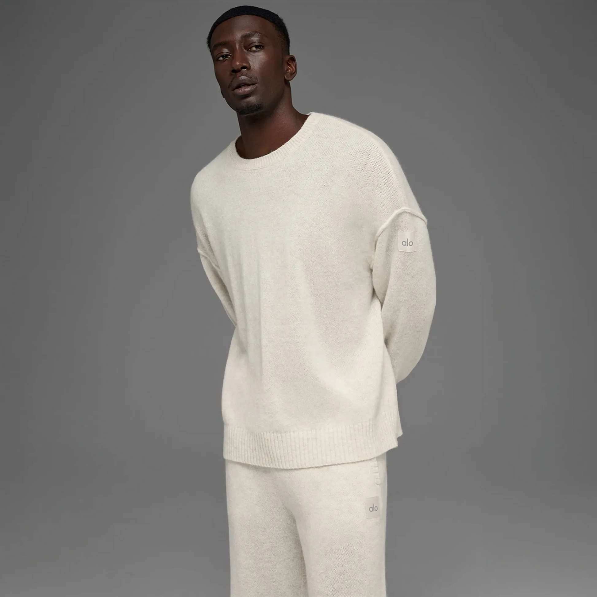 Alo Yoga Wool Cashmere New Class Bone Heather Crewneck