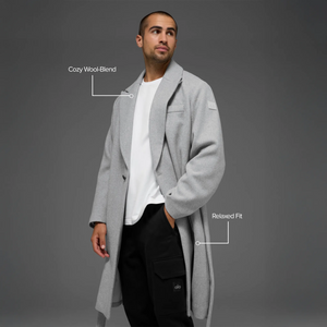 Alo Yoga Wool Gameday Athletic Heather Grey Overcoat