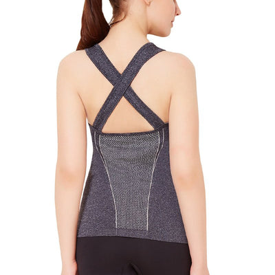 Half Sleeve Criss-cross Back Sports Cami - Black