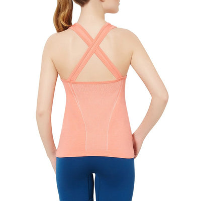 Half Sleeve Criss-cross Back Sports Cami - Porcelain Rose