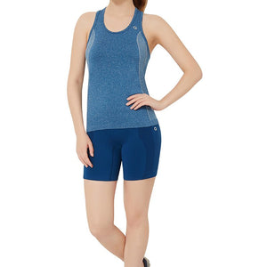 Half Sleeve Criss-cross Back Sports Cami - Poseidon