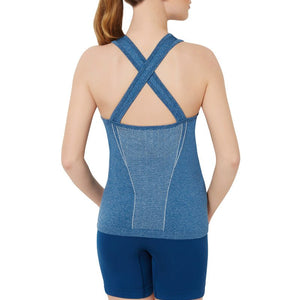 Half Sleeve Criss-cross Back Sports Cami - Poseidon