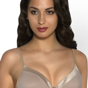 Satin Edge Padded Wired Bra - Nude