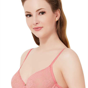 Floral Romance Padded Wired Bra - Sesame-Salmon Rose