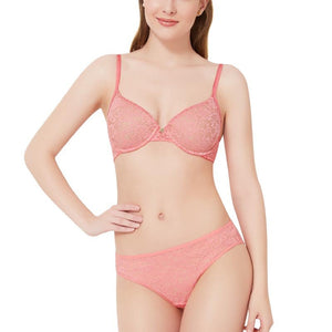 Floral Romance Padded Wired Bra - Sesame-Salmon Rose