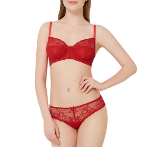 Poetess Non Padded Wired Lace Bra - Tiger Lily