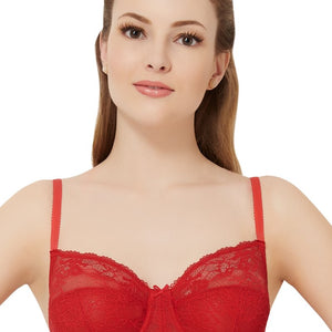 Poetess Non Padded Wired Lace Bra - Tiger Lily