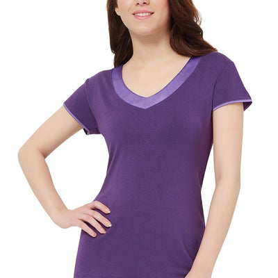 Satin Edge Pyjama top - Purple Plumeria
