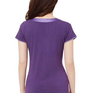 Satin Edge Pyjama top - Purple Plumeria