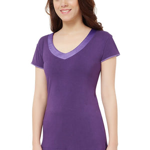Satin Edge Pyjama top - Purple Plumeria