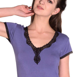 Lace Cocoon Pyjama Top - Danube-Black