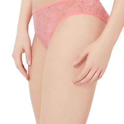 Floral Romance Lace Bikini Panty - Sesame-Salmon Rose