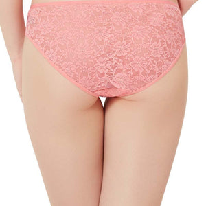 Floral Romance Lace Bikini Panty - Sesame-Salmon Rose