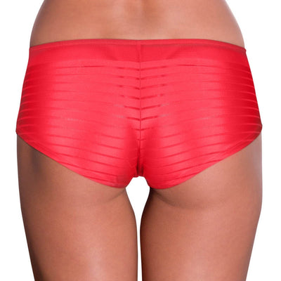 Coral Sheer Stripes Boy Shorts - Coral