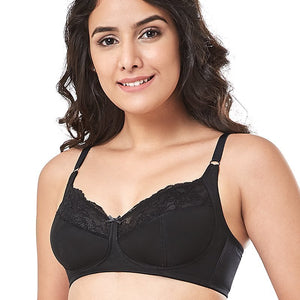 every de Lace Contour Non-Padded Non-Wired Full Cover Bra - Black