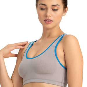 Medium Impact Non-Padded Non-Wired Racerback Sports Bra - Gull-Blue