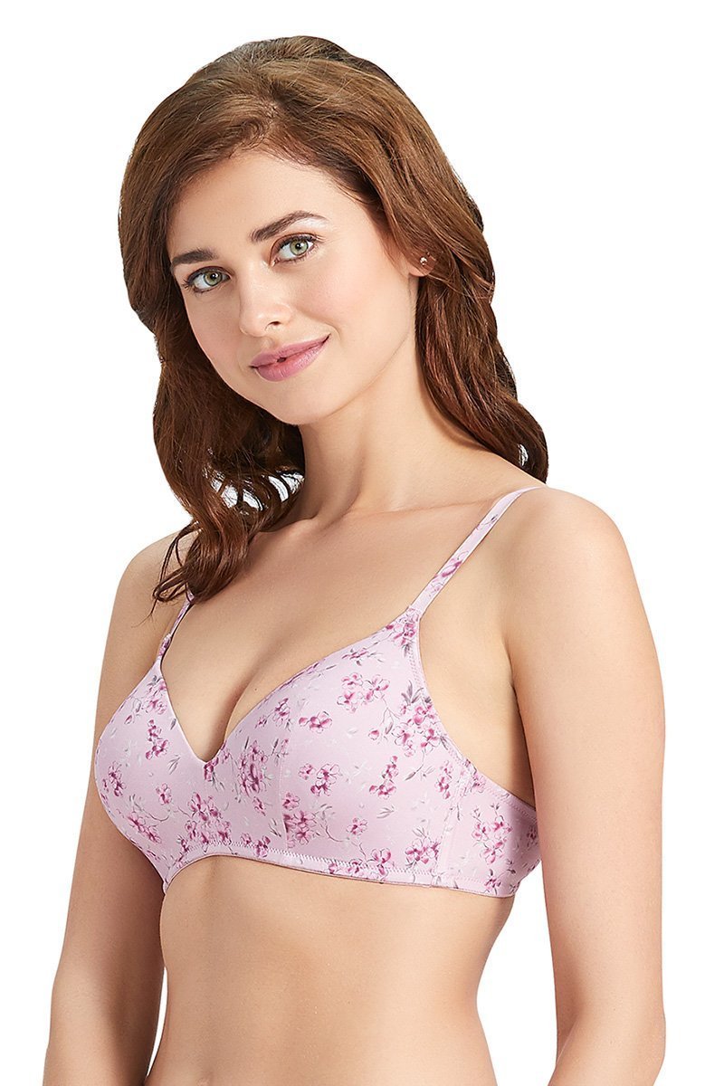 Sculpt Padded Wired Delicate Prints Full-Cover Bra - Mauve Shadows