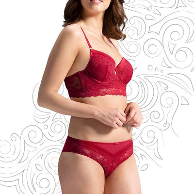 Eternal Padded Wired Romance Longline Bra - Tango Red