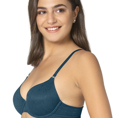 Invisi Lace Padded Wired Full Cover T-Shirt Bra - Moss Green