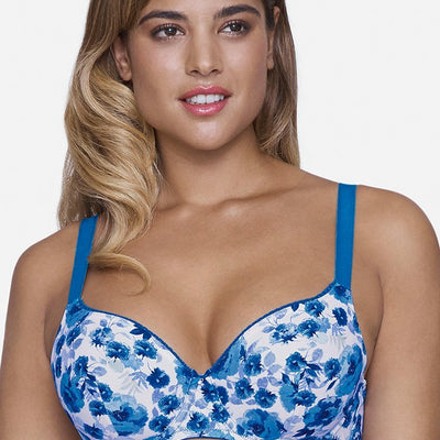 Ultimo Summer Bloom Printed Padded Wired T-Shirt Bra - Imperial Blue Print