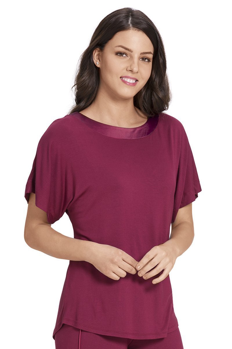 Satin Edge Pyjama Top - Rhododendron