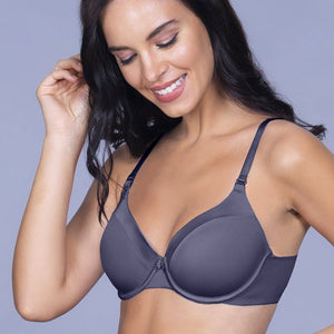 Satin Edge Padded Wired  Bra - Odessey Grey