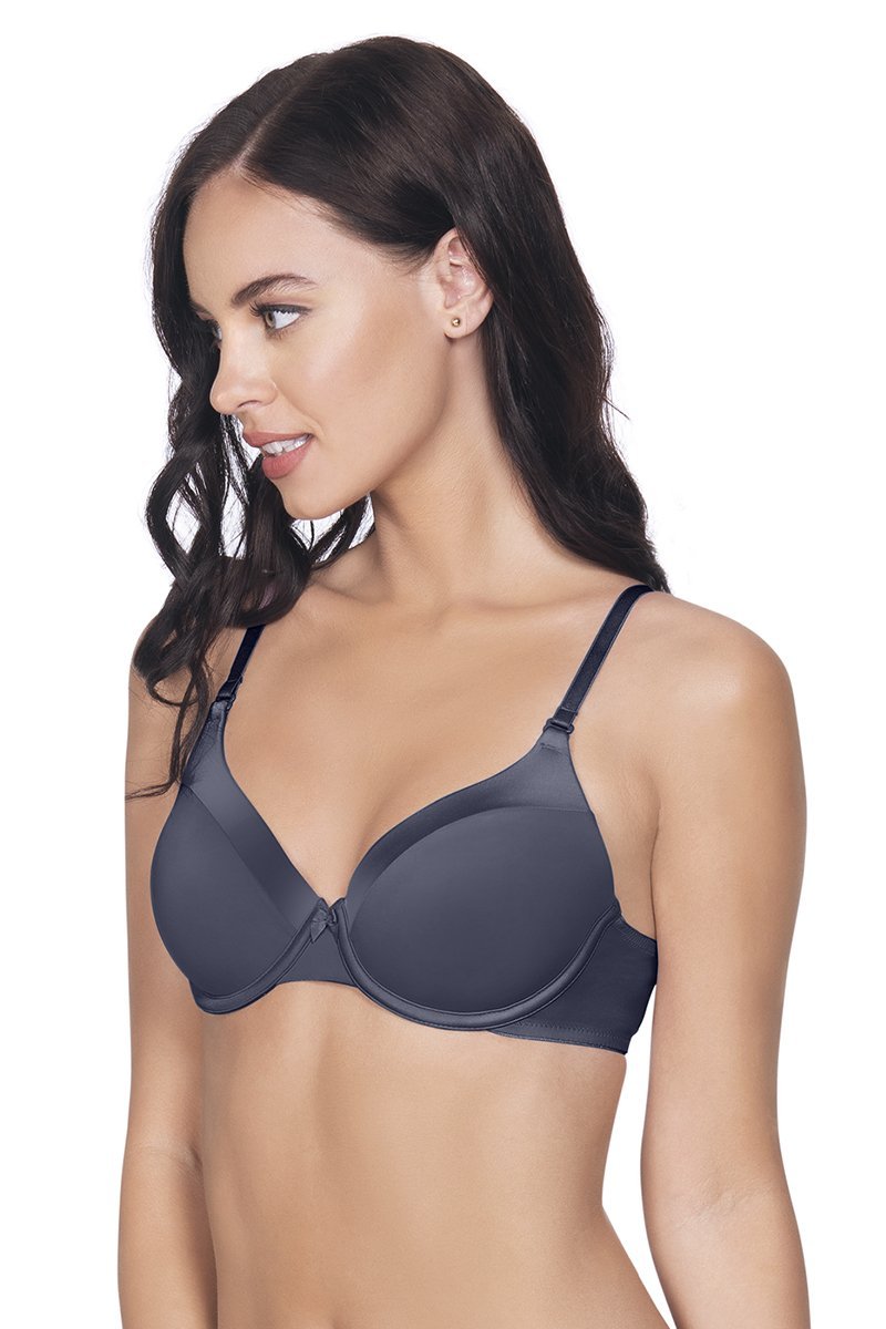Satin Edge Padded Wired  Bra - Odessey Grey