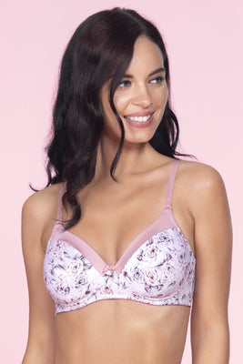 Satin Edge Padded Non-wired T-shirt Bra - Dawn Pink Pr
