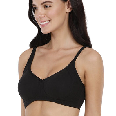 Cool Contour Non-Padded Non-Wired Bra with Aloe Finish - Black