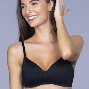 Smooth Charm Padded Non-Wired T-Shirt Bra - Black