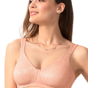 Non-Padded Non-Wired Lace Minimiser Bra - Impatiens Pink