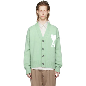 Ami Paris Ami De Coeur Green Cardigan