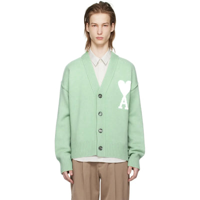 Ami Paris Ami De Coeur Green Cardigan