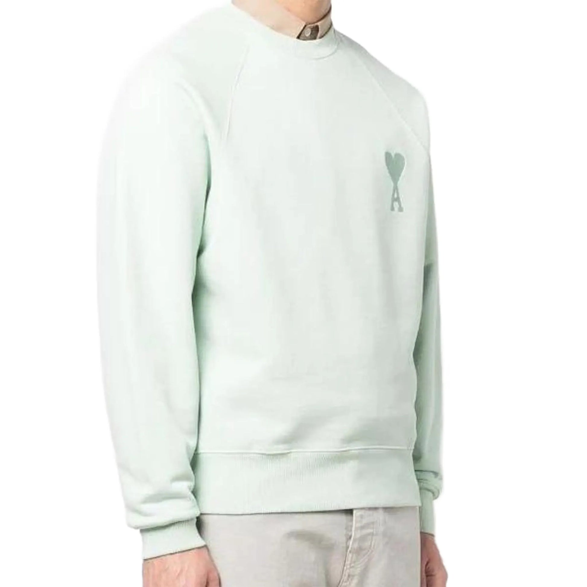 Ami Paris Ami De Coeur Tonal Aqua Green Sweatshirt
