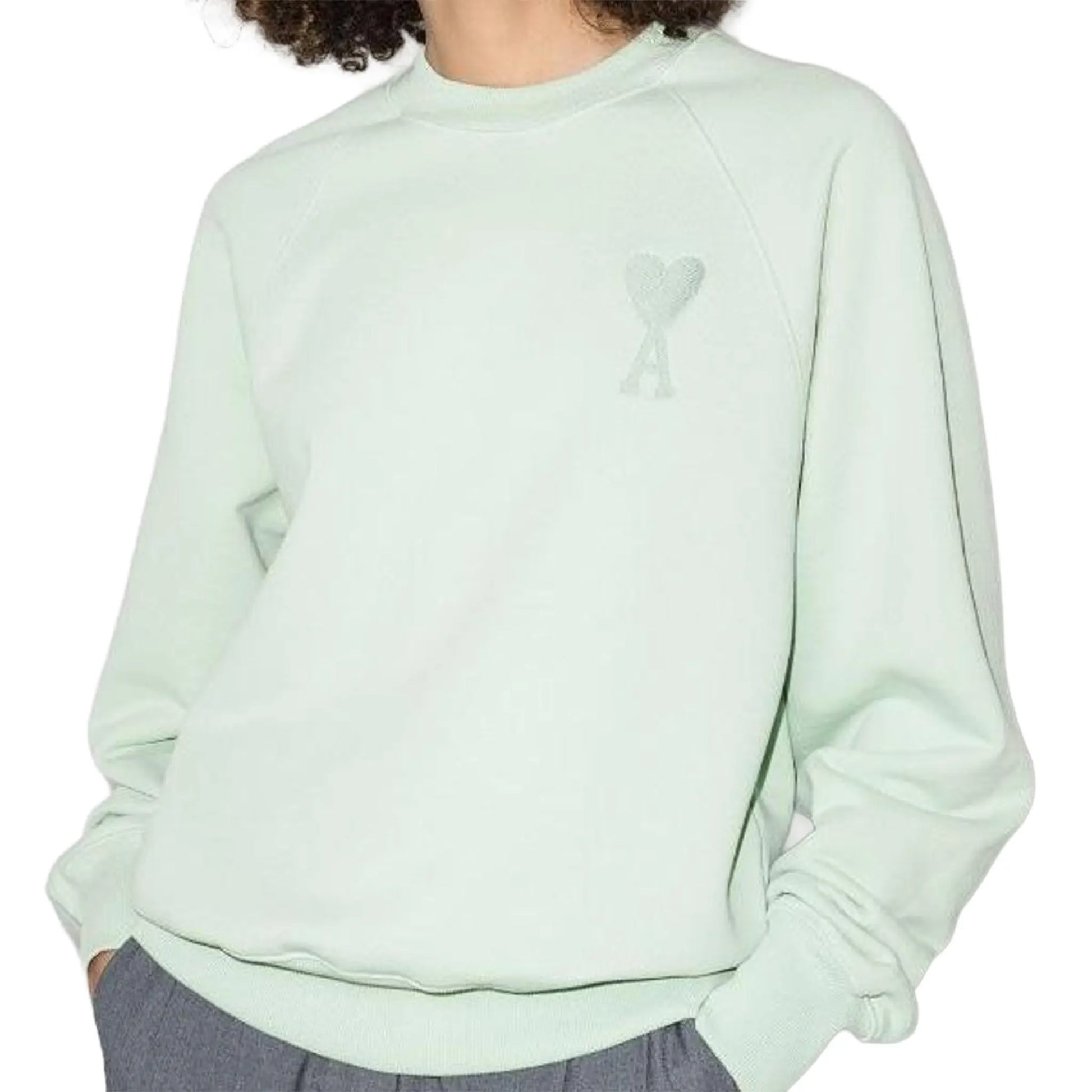 Ami Paris Ami De Coeur Tonal Aqua Green Sweatshirt