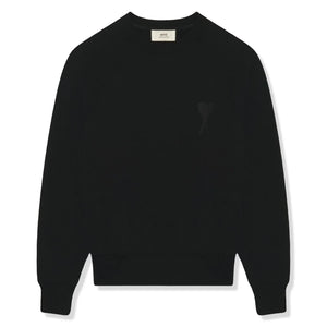 Ami Paris Ami De Coeur Tonal Boxy Fit Black Sweatshirt