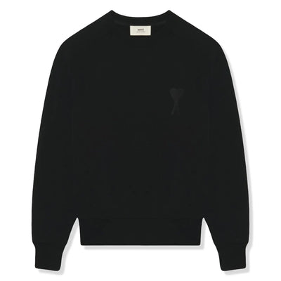 Ami Paris Ami De Coeur Tonal Boxy Fit Black Sweatshirt