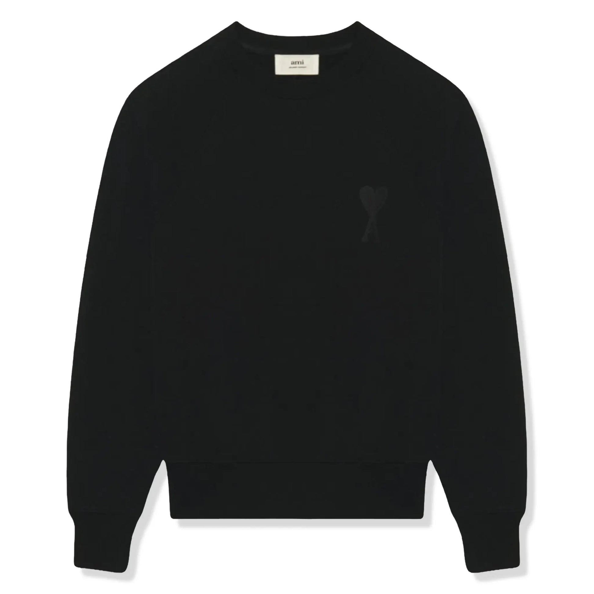 Ami Paris Ami De Coeur Tonal Boxy Fit Black Sweatshirt
