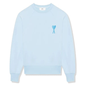 Ami Paris Ami De Coeur Tonal Boxy Fit Sky Blue Sweatshirt