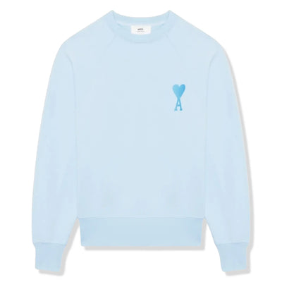 Ami Paris Ami De Coeur Tonal Boxy Fit Sky Blue Sweatshirt