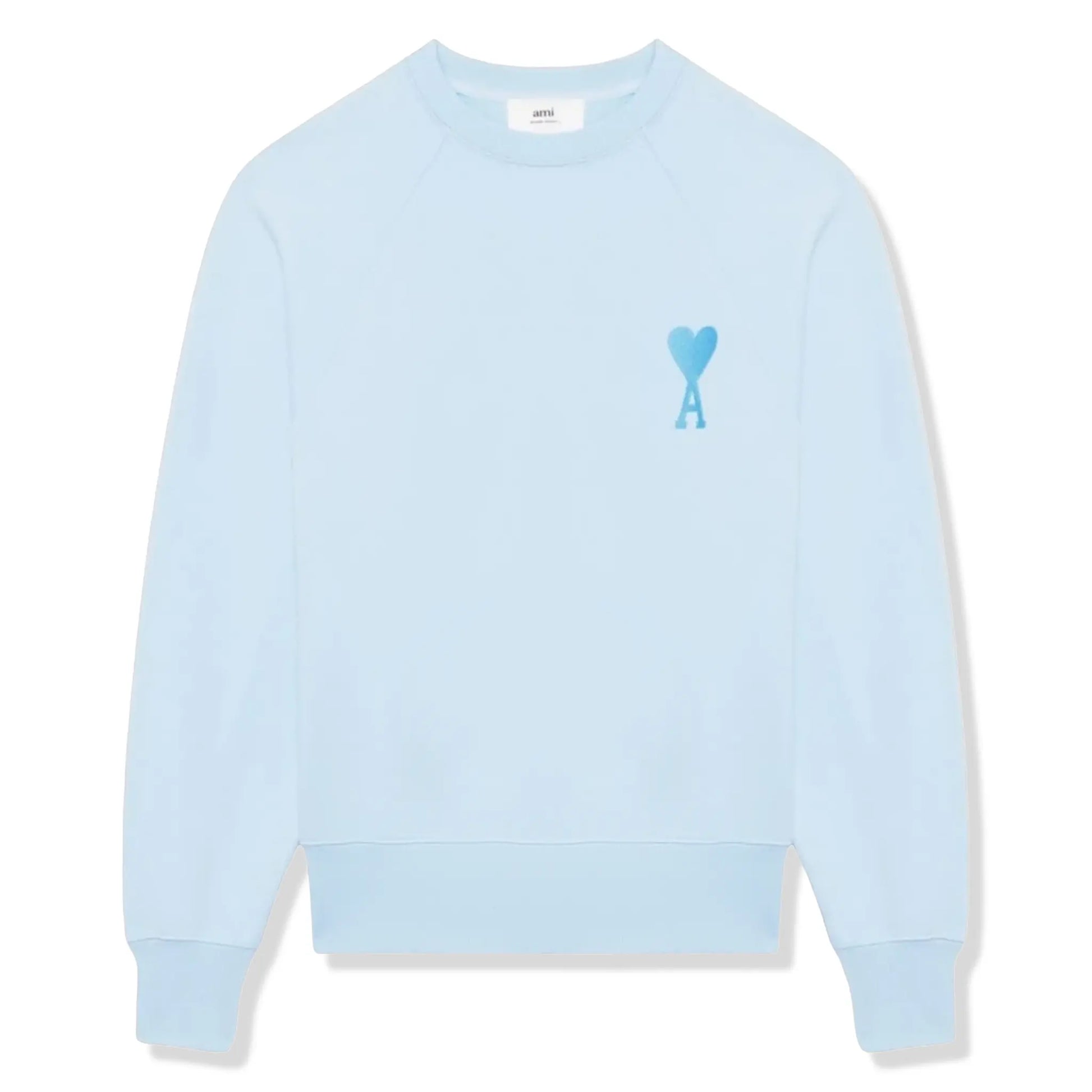 Ami Paris Ami De Coeur Tonal Boxy Fit Sky Blue Sweatshirt