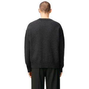 Ami Paris Ami De Coeur Wool Heather Grey Black Crewneck Sweater