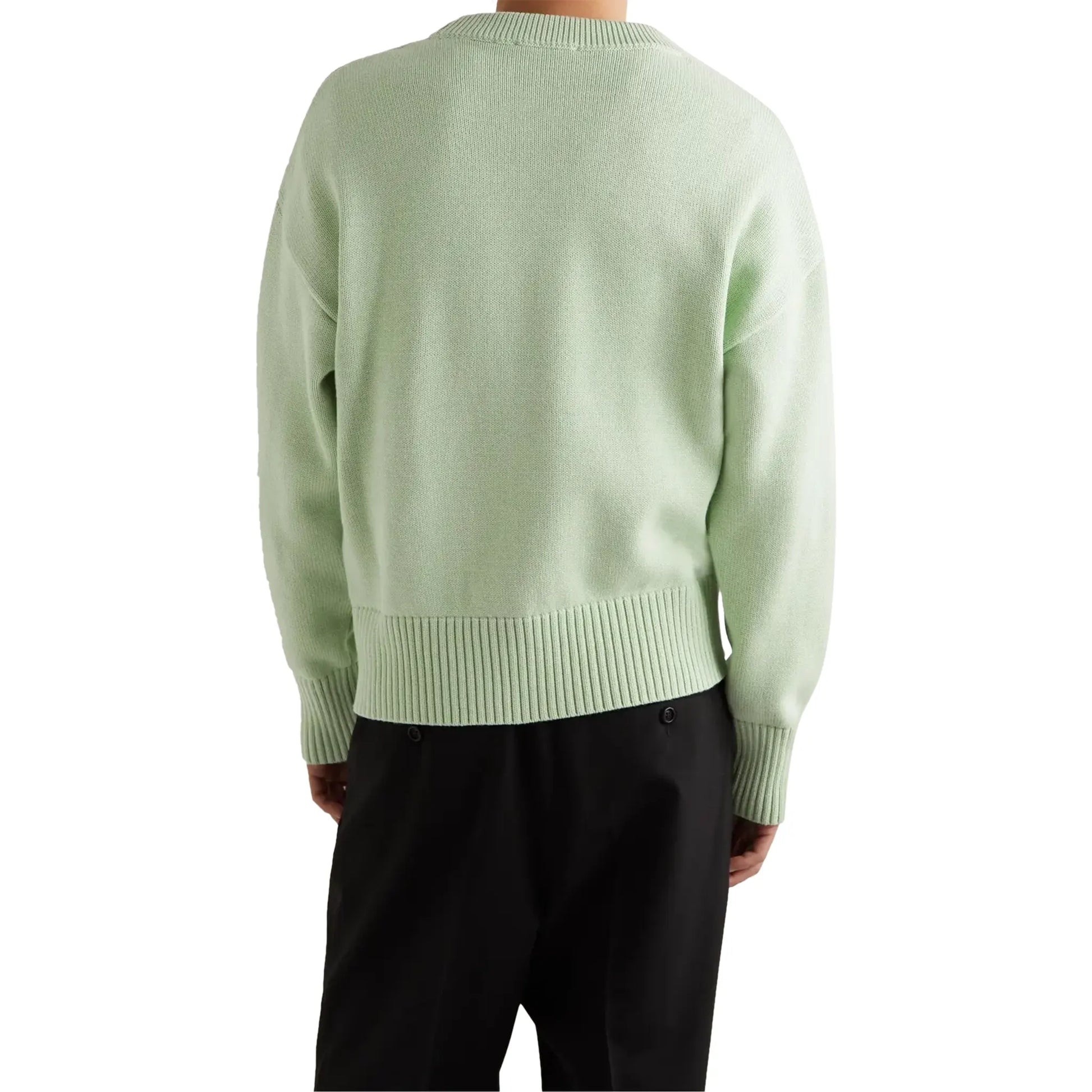 Ami Paris Red Ami De Coeur Logo Intarsia Off Green Sweatshirt