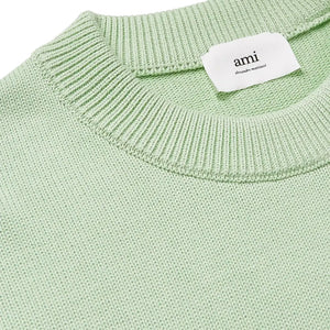 Ami Paris Red Ami De Coeur Logo Intarsia Off Green Sweatshirt