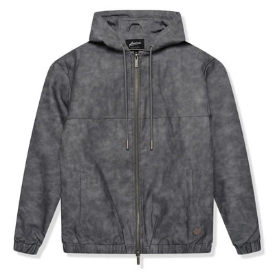 Amicci Rafel Leder Hooded Washed Black Jacket