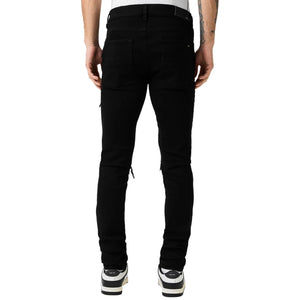 Amiri MX1 Black Leather Patch Jeans