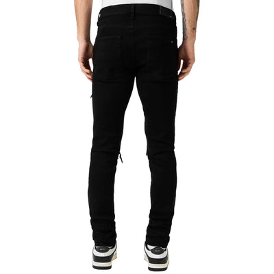 Amiri MX1 Black Leather Patch Jeans
